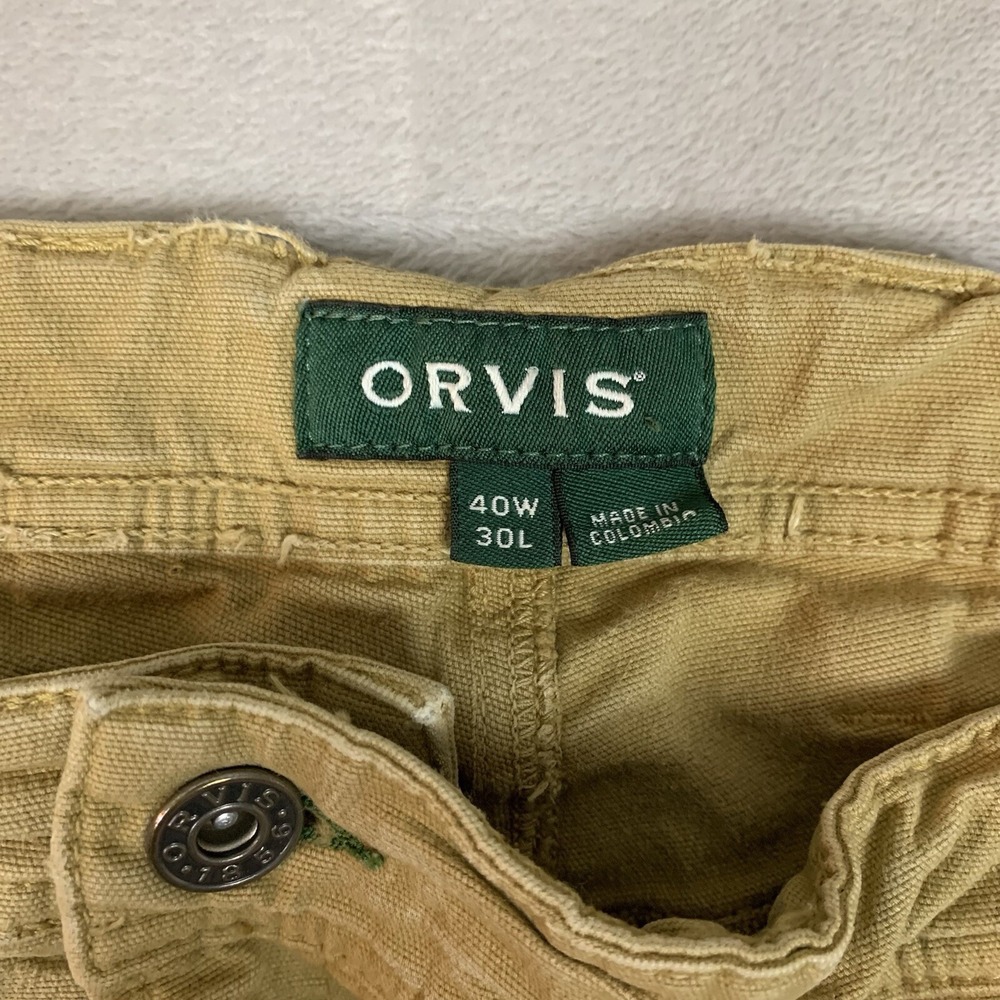 Orvis Cargo Pants Mens 40x30* Beige Cotton Blend Outdoor Hiking Fly Fishing - Picture 6 of 8